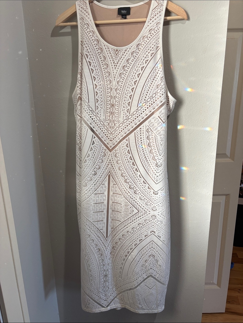Mossimo Cream Eyelet-Pattern Sleeveless Midi Dress (XXL)